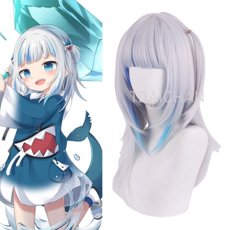 Virtual Gaming Accessories - 2025 Gawr Gura Cosplay Wig White