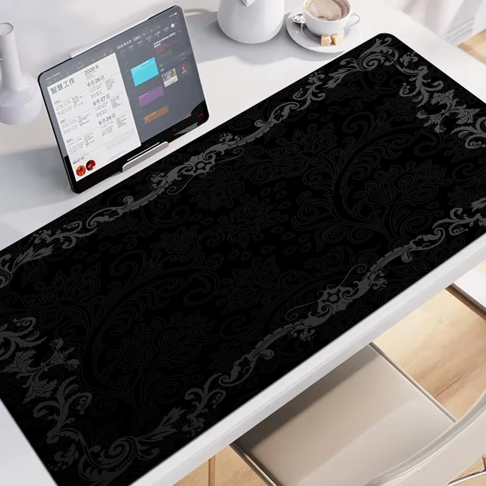 Gaming Accessories Girly - Black Flower Lace Mouse Pad Large