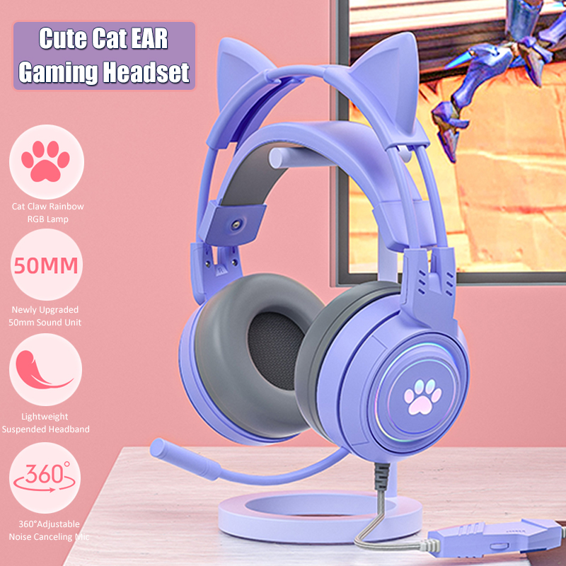 Gaming Accessories Girly - Cute Cat Ear Gaming Headphones with