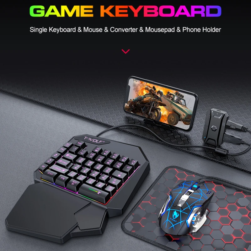 T-WOLF TF900 One Handed Keyboa - Gaming Accessories For Mobile review and price